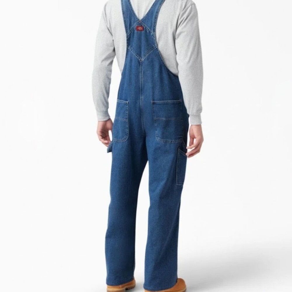 Dickies Stonewashed Blue Denim Bib Overalls Mens size 34/30 NEW! - Picture 3 of 6